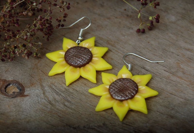 Серьги подсолнухи